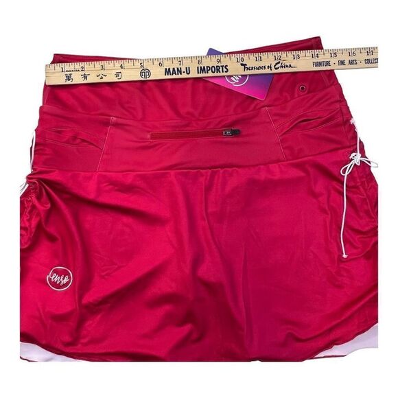 Enso Women's Ruched Side Tennis Golf Skort Skirt Bright Pink Size Medium NWT - Picture 3 of 6